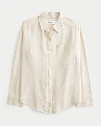 Hollister Oversized Linen-blend Shirt In White