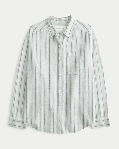 Hollister Oversized Linen-blend Shirt In Green