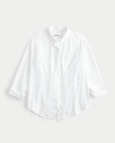 Hollister Oversized Linen-blend Shirt In White