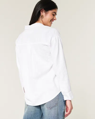 Hollister Oversized Linen-blend Shirt In White