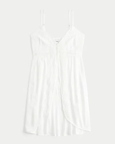 Hollister Longline Lace Detail Duster Tank In Neutral