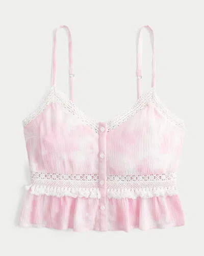 Hollister Fringe Crop Mini Tank In Pink