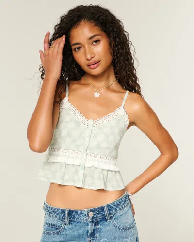 Hollister Fringe Crop Mini Tank In Green