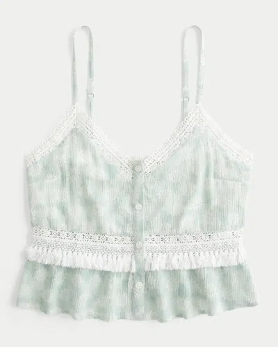 Hollister Fringe Crop Mini Tank In Green