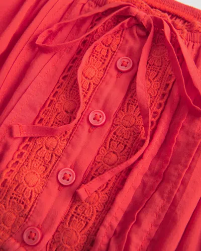 Hollister Three-quarter Sleeve Mini Crop Top In Red