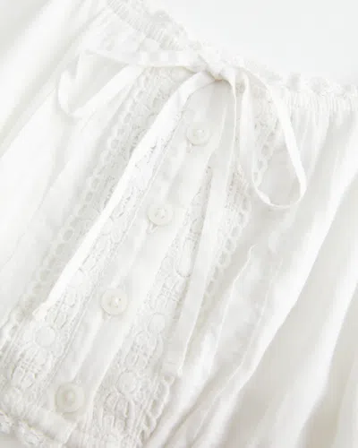 Hollister Three-quarter Sleeve Mini Crop Top In White