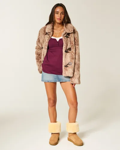 Hollister Easy Tie-back Henley Babydoll Top In Burgundy