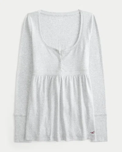 Hollister Easy Tie-back Henley Babydoll Top In White