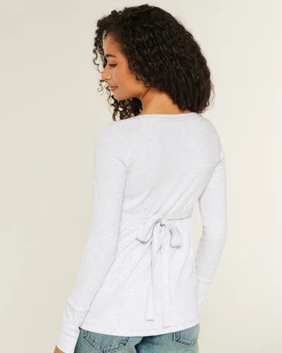 Hollister Easy Tie-back Henley Babydoll Top In White