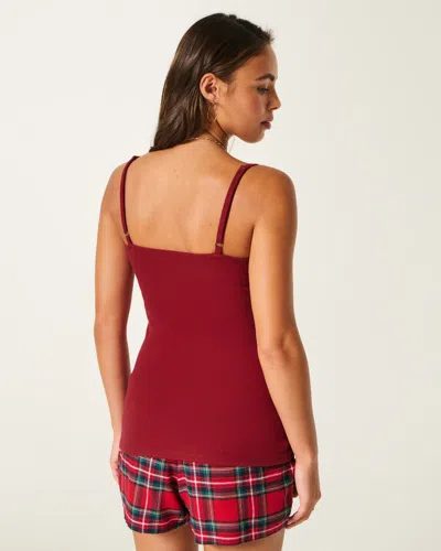 Hollister Holiday Vault Release Lace Trim Layering Cami In Burgundy