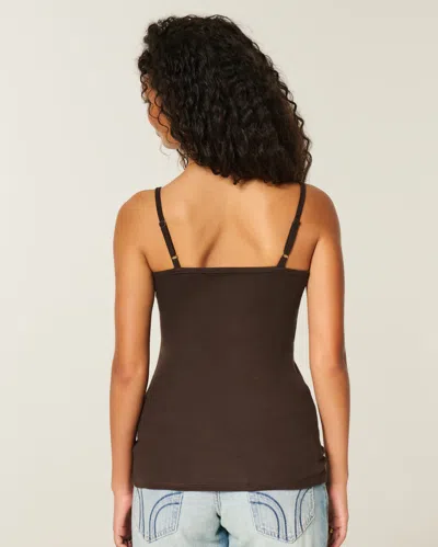 Hollister Holiday Vault Release Lace Trim Layering Cami In Brown