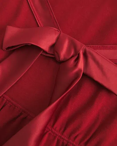 Hollister Holiday Vault Release Easy Satin Tie-front Knit Babydoll Top In Red