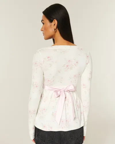 Hollister Easy Long-sleeve Wrap-front Babydoll Top In White