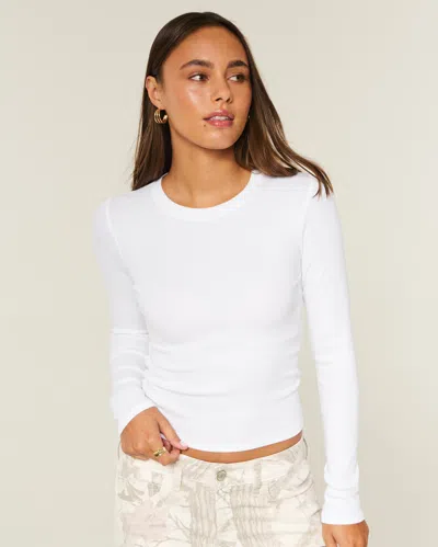 Hollister Long-sleeve Crew Baby Tee In White