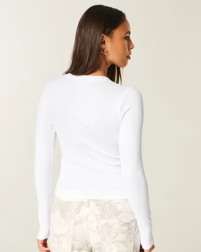 Hollister Long-sleeve Crew Baby Tee In White