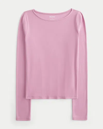 Hollister Long-sleeve Seamless Fabric Slash-neck Top
