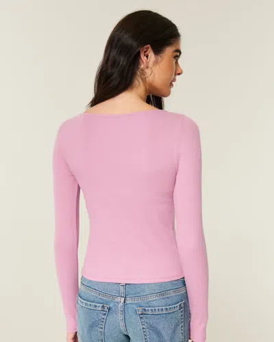 Hollister Long-sleeve Seamless Fabric Slash-neck Top