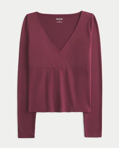 Hollister Long-sleeve Seamless Fabric Wrap Top In Purple