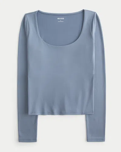 Hollister Long-sleeve Seamless Fabric Scoop Baby Tee In Blue