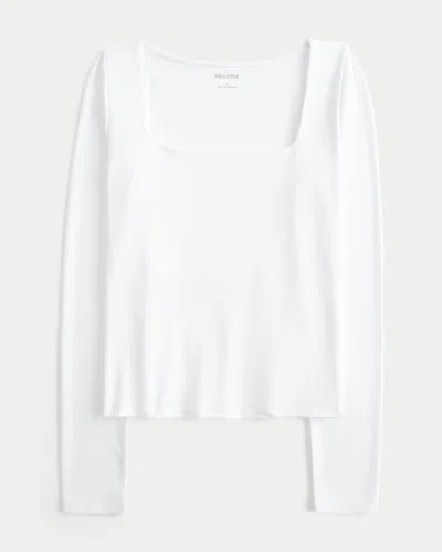 Hollister Long-sleeve Seamless Fabric Square-neck Baby Tee In White
