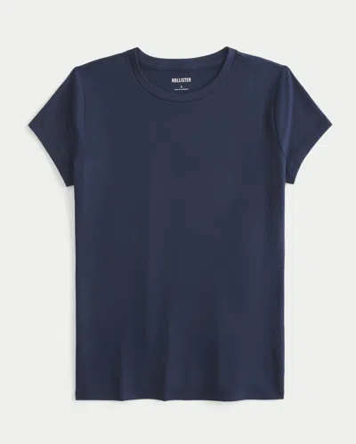 Hollister Seamless Fabric Crew Baby Tee In Blue