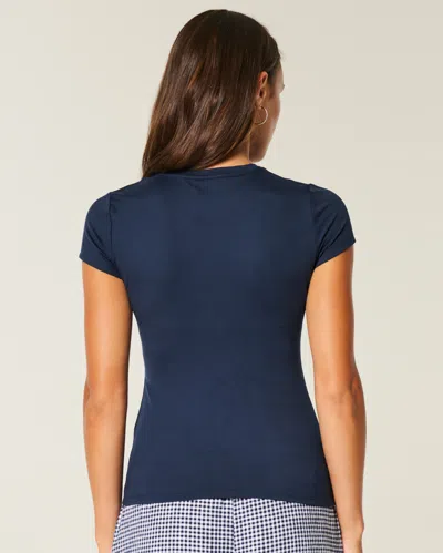 Hollister Seamless Fabric Crew Baby Tee In Blue