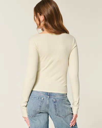 Hollister Long-sleeve Square-neck Top In Neutral