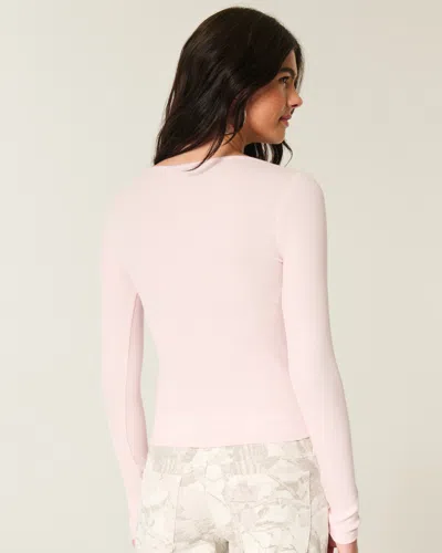 Hollister Long-sleeve Square-neck Top In Pink