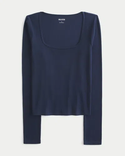 Hollister Long-sleeve Square-neck Top In Blue