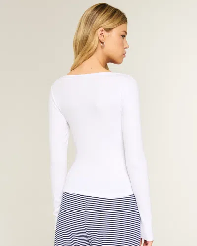 Hollister Long-sleeve Square-neck Top In White