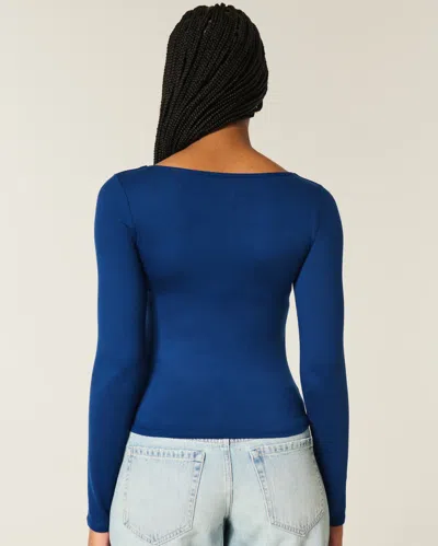 Hollister Seamless Fabric Scoop Top In Blue