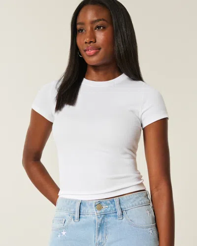 Hollister Crew Baby Tee In White