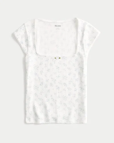 Hollister Pointelle Square-neck Top In White