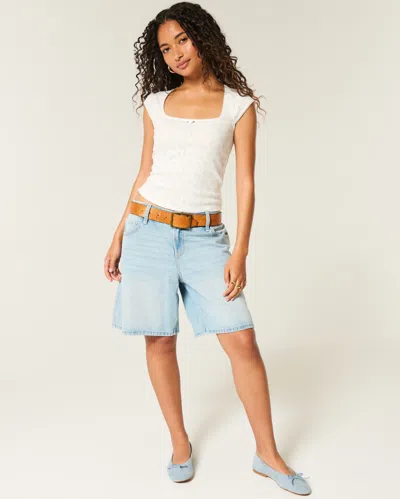 Hollister Pointelle Square-neck Top In White