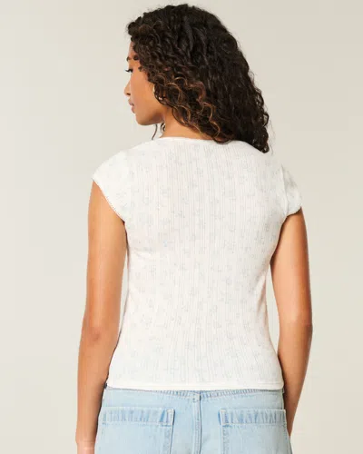 Hollister Pointelle Square-neck Top In White