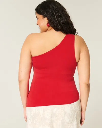 Hollister Asymmetrical One-shoulder Top In Red