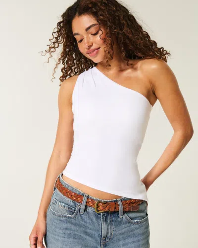 Hollister Asymmetrical One-shoulder Top In White