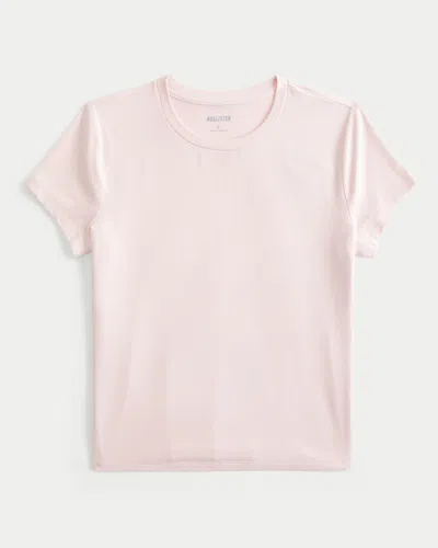 Hollister Soft Stretch Seamless Fabric Crew Baby Tee In Pink