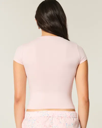Hollister Soft Stretch Seamless Fabric Crew Baby Tee In Pink