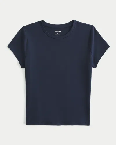 Hollister Soft Stretch Seamless Fabric Crew Baby Tee In Blue