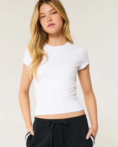 Hollister Soft Stretch Seamless Fabric Crew Baby Tee In White