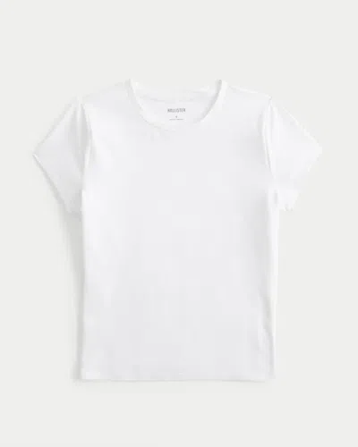 Hollister Soft Stretch Seamless Fabric Crew Baby Tee In White