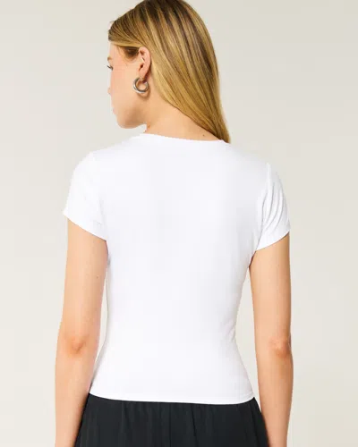 Hollister Soft Stretch Seamless Fabric Crew Baby Tee In White