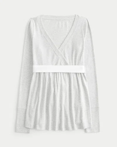 Hollister Easy Long-sleeve Wrap-front Babydoll Top In White