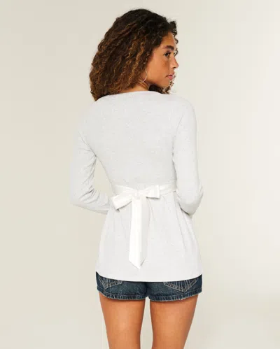 Hollister Easy Long-sleeve Wrap-front Babydoll Top In White