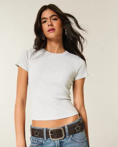 Hollister Short-sleeve Crew Baby Tee In Gray