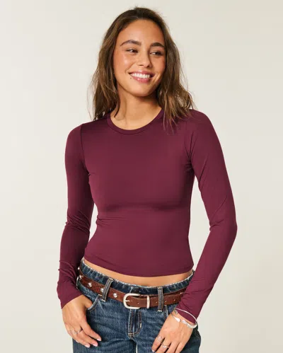 Hollister Long-sleeve Seamless Fabric Crew Baby Tee In Red