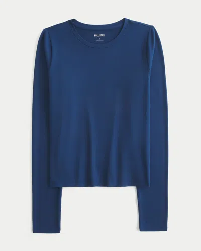 Hollister Long-sleeve Seamless Fabric Crew Baby Tee In Blue