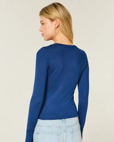 Hollister Long-sleeve Seamless Fabric Crew Baby Tee In Blue