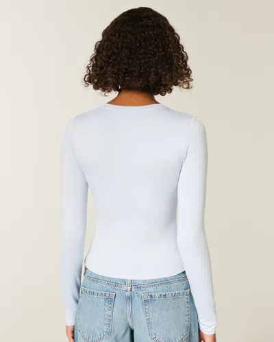 Hollister Long-sleeve Seamless Fabric Crew Baby Tee In White